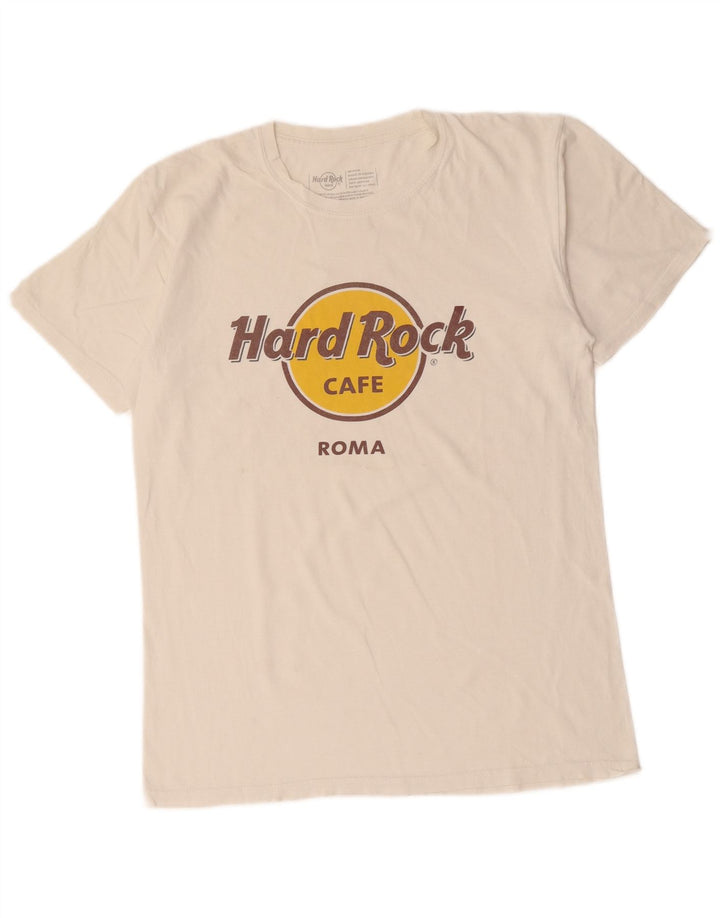 Hard Rock Cafe Herren Roma Grafik-T-Shirt-Oberteil aus mittelweißer Baumwolle