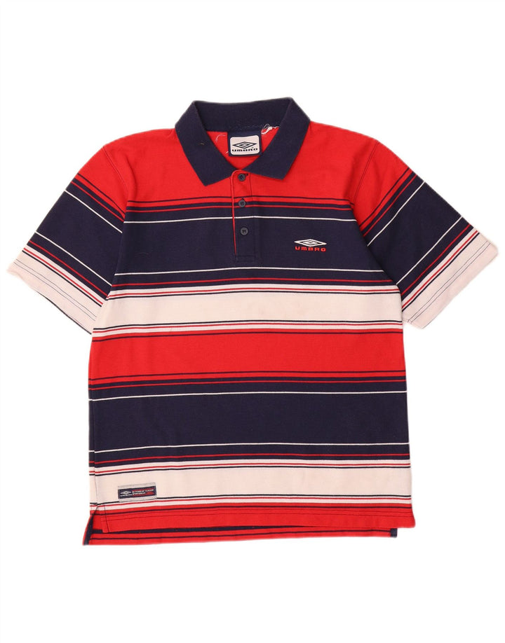 Umbro Herren-Poloshirt UK 35/37, klein, rot gestreift, Polyester