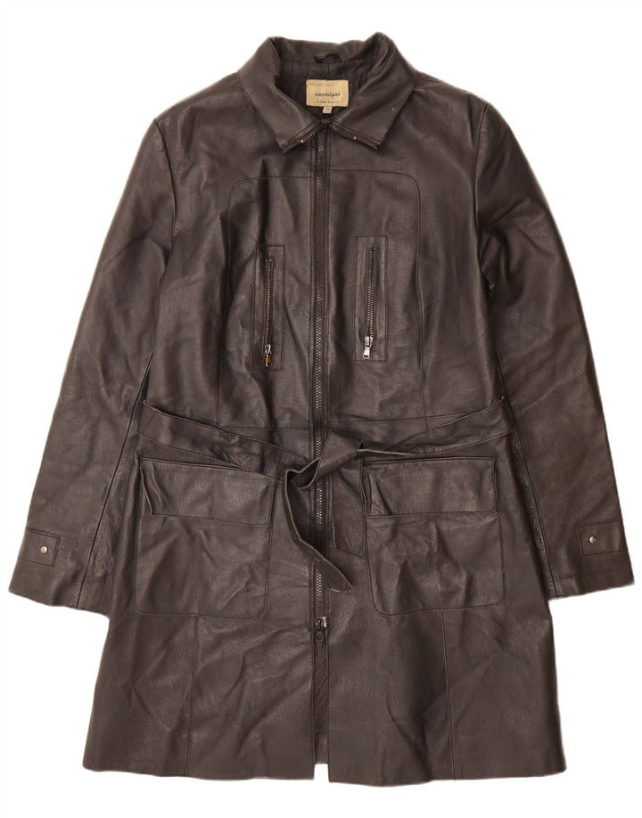 CONBIPEL Damen Ledermantel IT 48 XL Schwarzes Leder