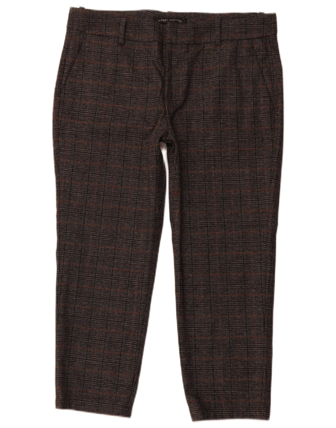 Schmale, kurze Hose von ZARA für Damen, EU 40, mittelgroß, W30, L23, Grau mit Hahnentrittmuster