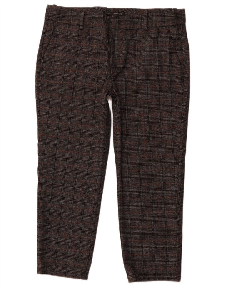 Schmale, kurze Hose von ZARA für Damen, EU 40, mittelgroß, W30, L23, Grau mit Hahnentrittmuster