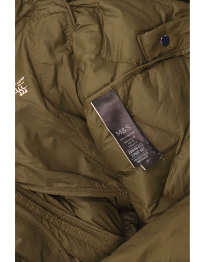 Marks & Spencer Wattierter Damenmantel mit Kapuze, UK 16, Größe L, Khaki, Polyamid