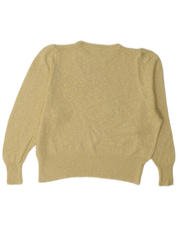 Lucia Damen-Pullover mit bauchfreiem U-Boot-Ausschnitt, Gr. 44, Größe L, Gelb, Blumenmuster