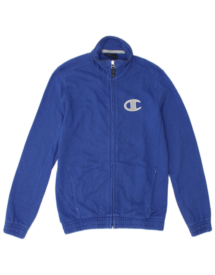 Champion Jungen-Trainingsanzug-Top-Jacke, 9–10 Jahre, mittelblaue Baumwolle