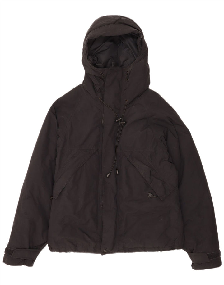 Alberto Aspesi Herren-Jacke mit Kapuze, gepolstert, UK 38, Medium, schwarzes Nylon