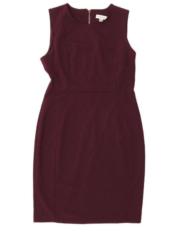 Calvin Klein Damen Ärmelloses Etuikleid US 12 Large Burgunderrot Polyester