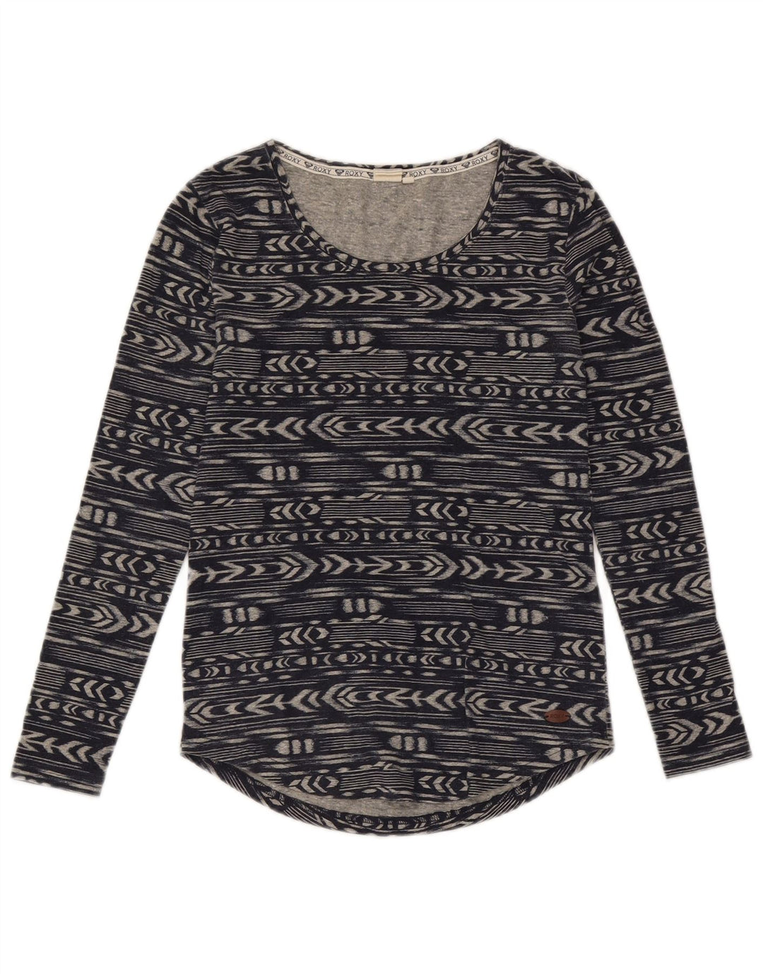Roxy Damen Top Langarm UK 6 XS Marineblaues geometrisches Polyester