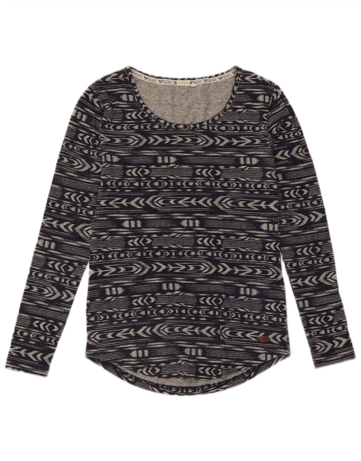 Roxy Damen Top Langarm UK 6 XS Marineblaues geometrisches Polyester