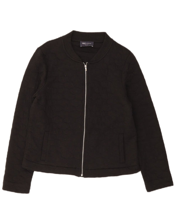 Marks & Spencer Damen Slim Fit Steppjacke UK 12 Mittelschwarze Baumwolle