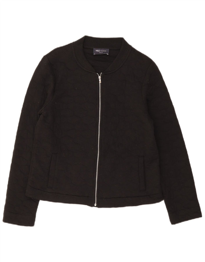 Marks & Spencer Damen Slim Fit Steppjacke UK 12 Mittelschwarze Baumwolle