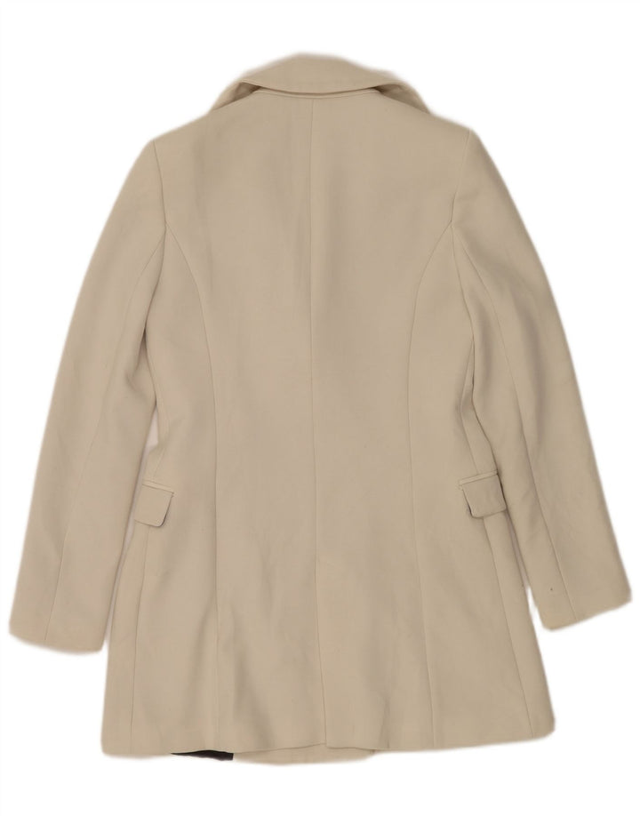 Zara Damen Mantel UK 6 XS Off White Polyester