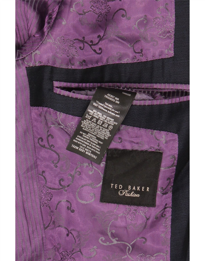 Ted Baker Herren-Blazer mit 1 Knopf, US 36, kleine marineblaue Wolle