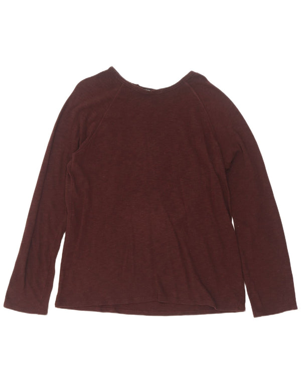 Zara Damen Top Langarm UK 18 XL Braun gefleckte Baumwolle