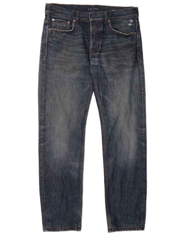 Prada Herren Straight Jeans W33 L30 Blaue Baumwolle