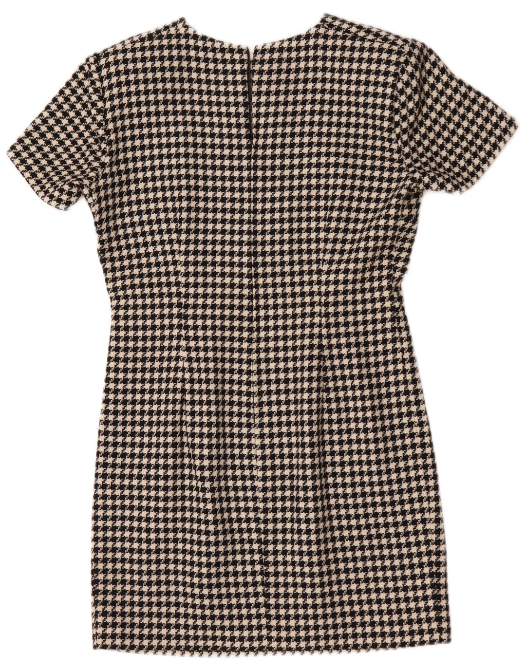 Vintage Damen Etuikleid UK 12 Medium Black Houndstooth
