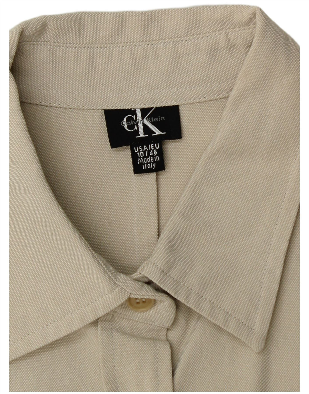 CALVIN KLEIN Damen Crop Shirt US 10 Large Beige Baumwolle