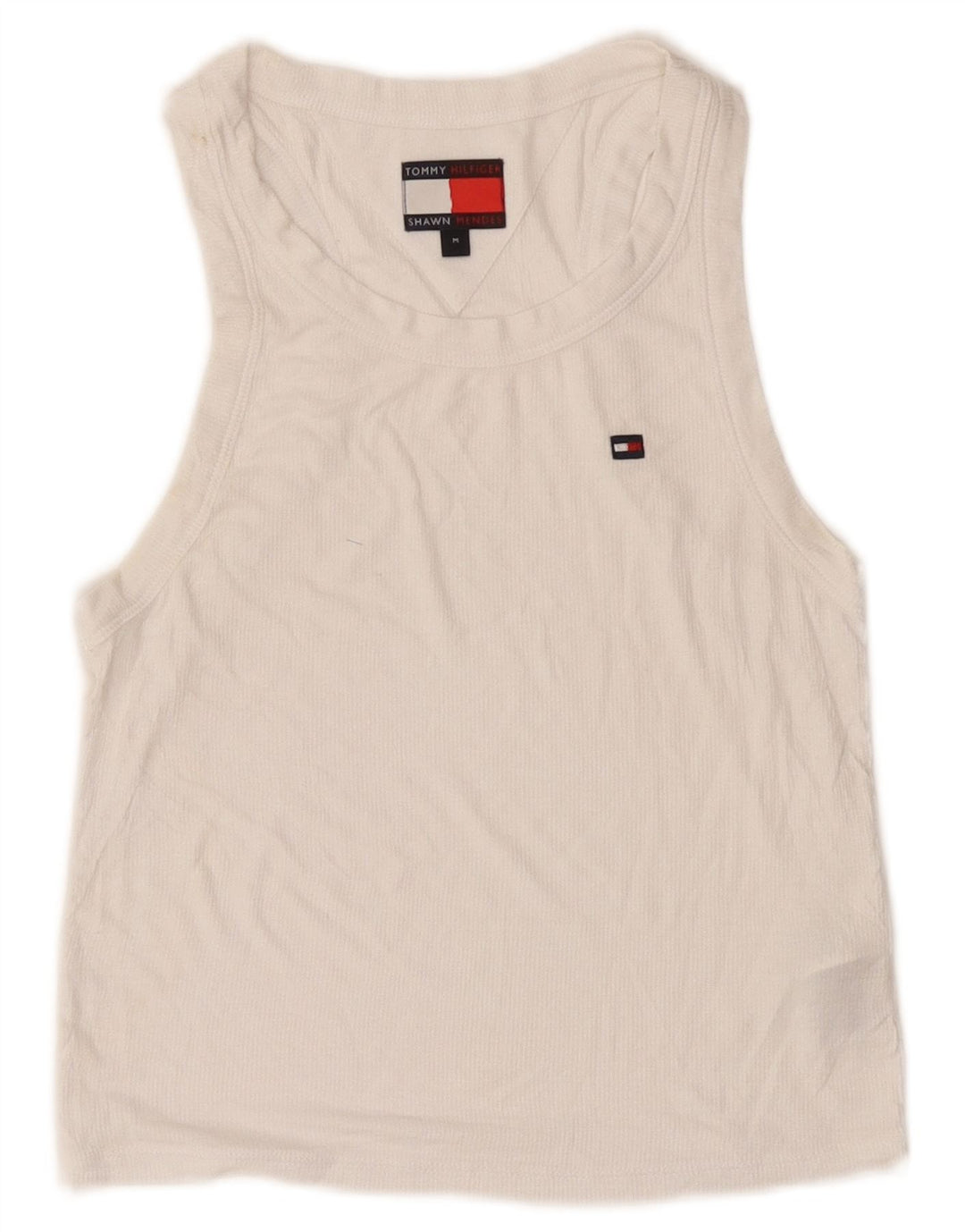 Tommy Hilfiger Damen Crop Vest Top UK 12 Medium Weiß Modal