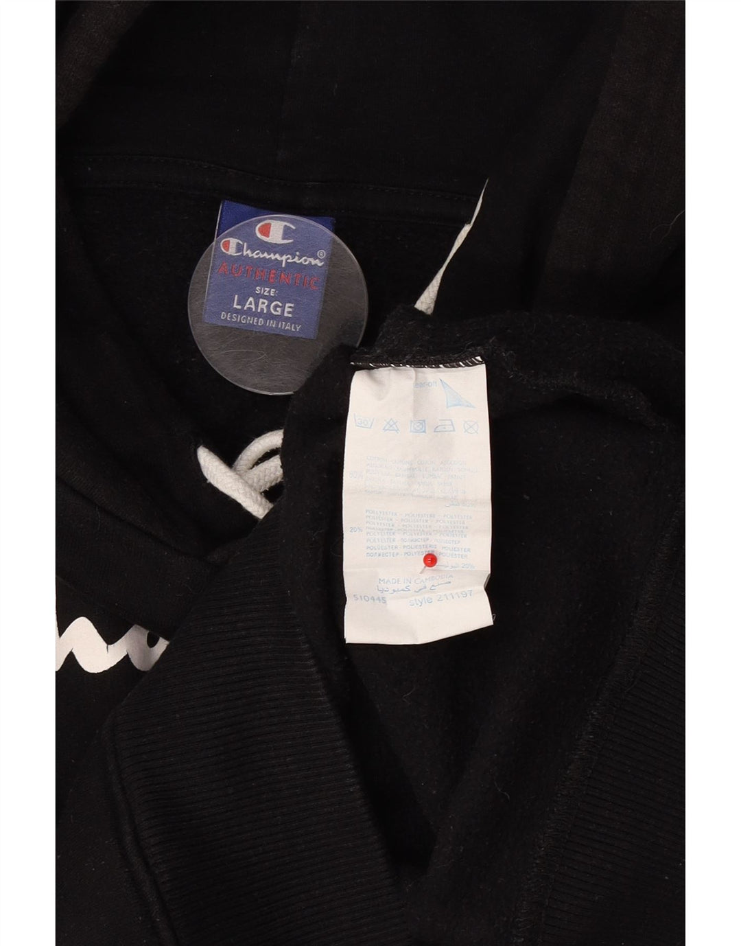 Champion Herren-Kapuzenpullover mit Grafik, groß, aus schwarzer Baumwolle