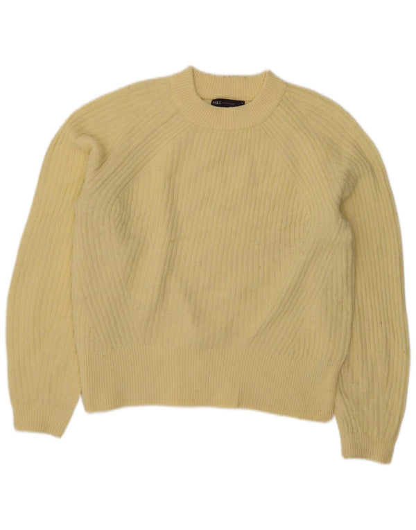 Marks & Spencer Damen-Pullover mit Rundhalsausschnitt, UK 14, mittelgelbes Acryl