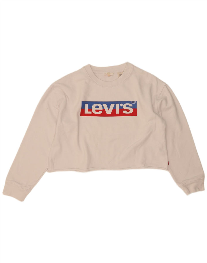 Levi's Damen-Sweatshirt mit übergroßem Crop-Grafikmotiv, Gr. 10, Größe S, Weiß