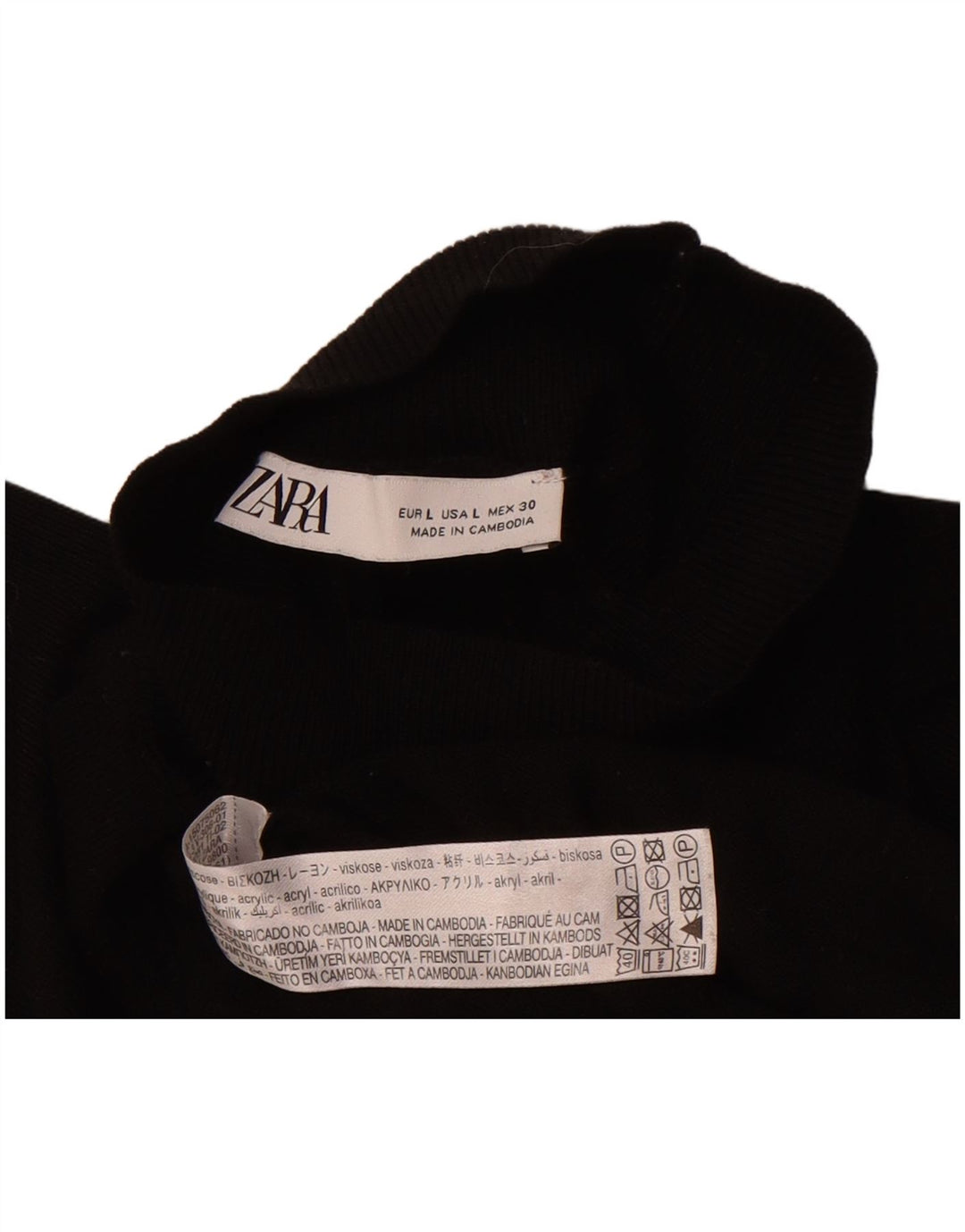 ZARA Womens Turtle Neck Jumper Sweater UK 16 Large Black Striped