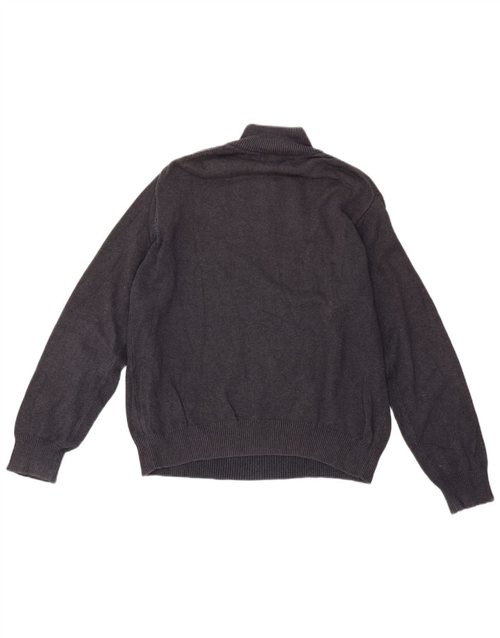 Gant Herren-Pullover mit Reißverschluss am Hals, mittlere marineblaue gesprenkelte Baumwolle