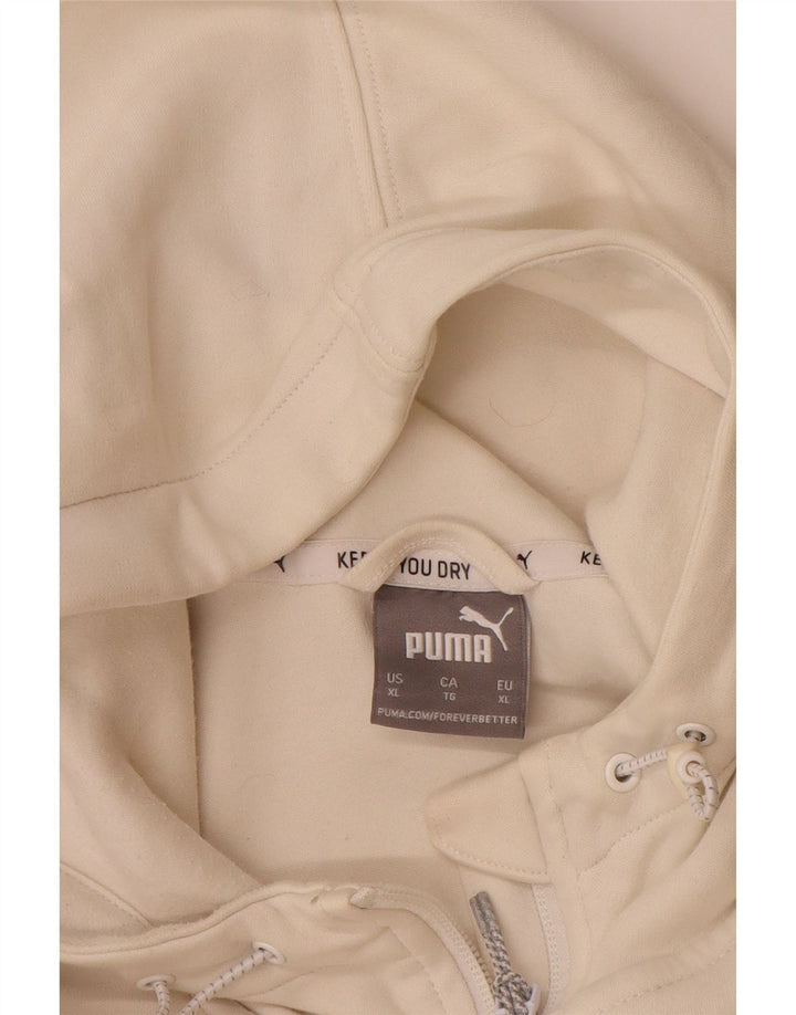 PUMA Herren-Kapuzenpullover mit Reißverschluss, XL, Off-White-Farbblock-Baumwolle