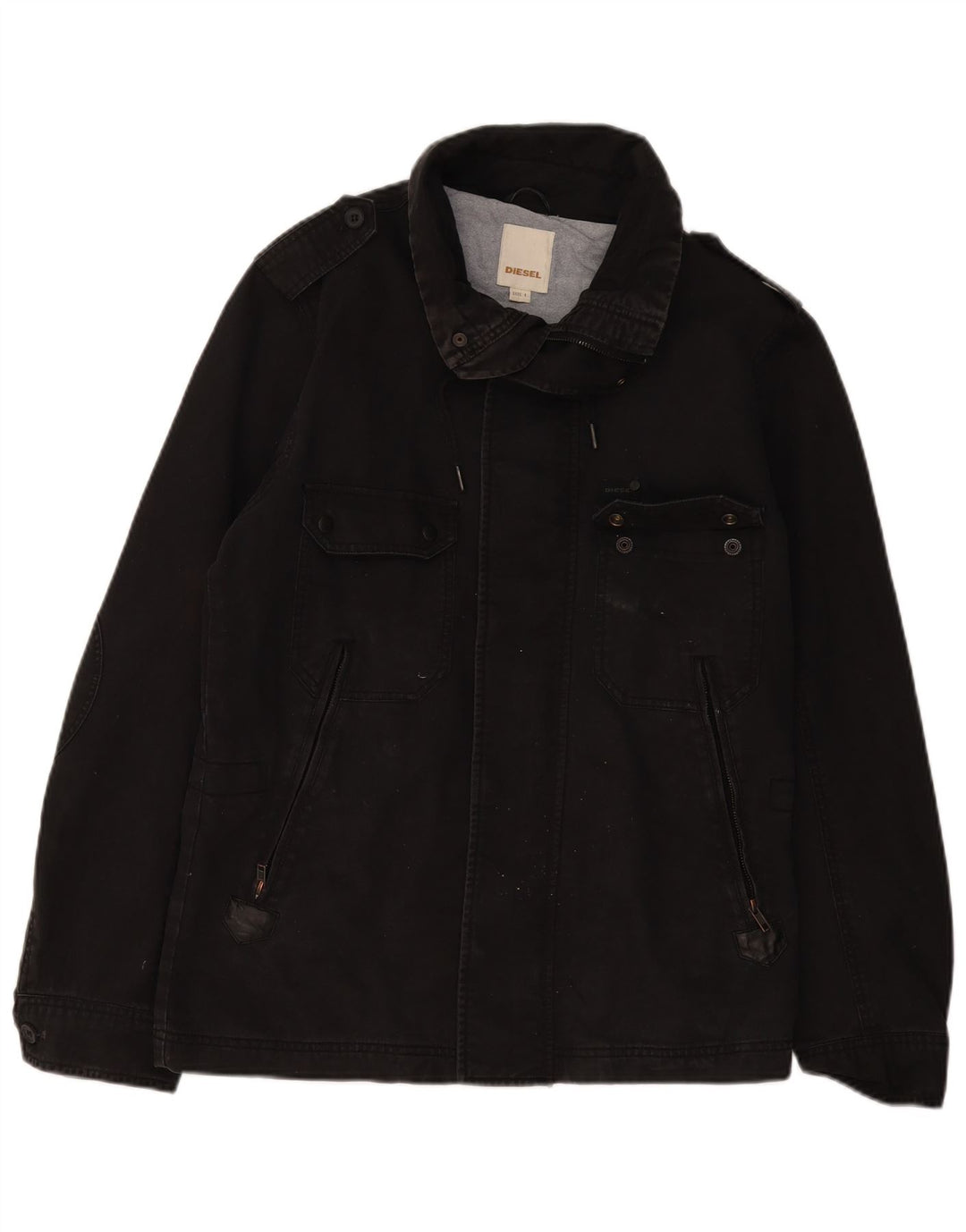 Diesel Herren Militärjacke UK 40 Große schwarze Baumwolle
