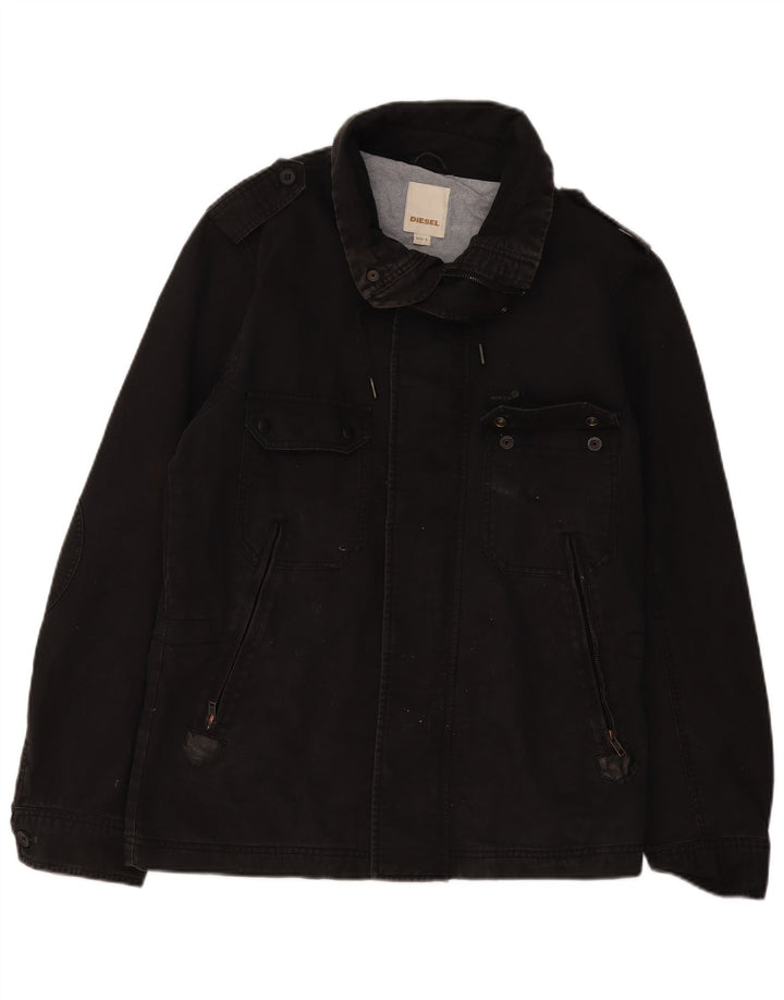 Diesel Herren Militärjacke UK 40 Große schwarze Baumwolle