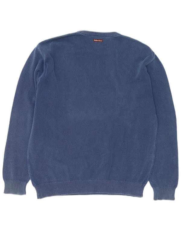 Marlboro Classics Herren-Pullover mit Rundhalsausschnitt, XL, Marineblau, Baumwolle