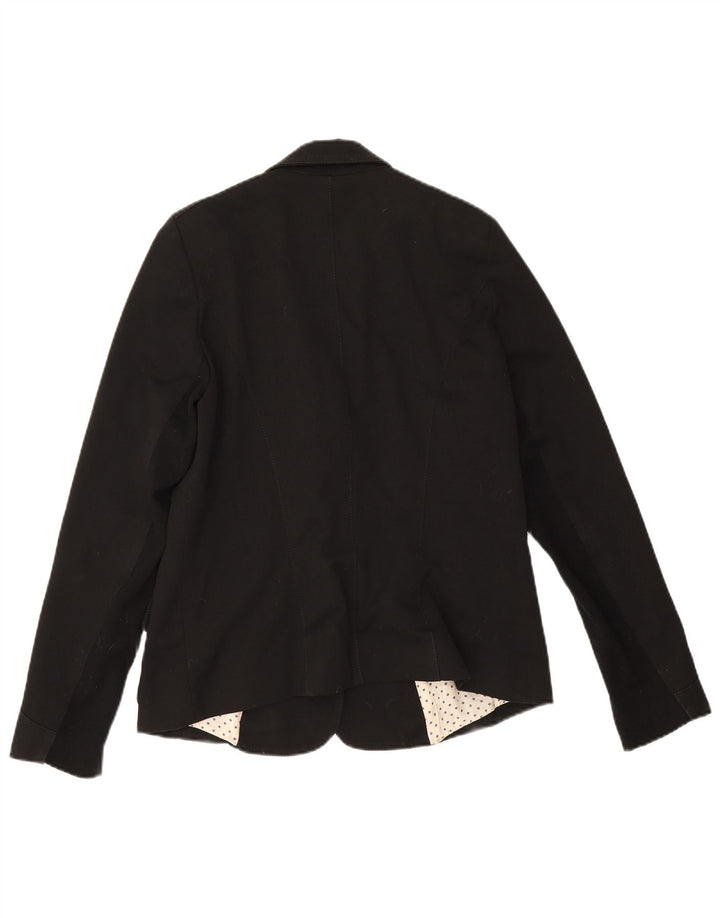 Trussardi Jeans Damen 2-Knopf-Blazerjacke UK 14 Mittelschwarz