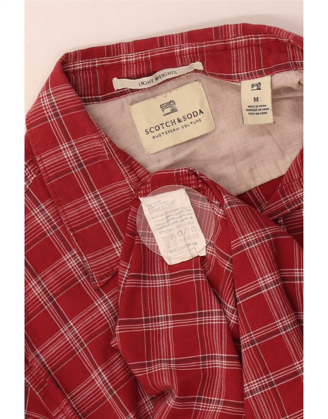 Scotch & Soda Herrenhemd Mittelrot kariert aus Baumwolle