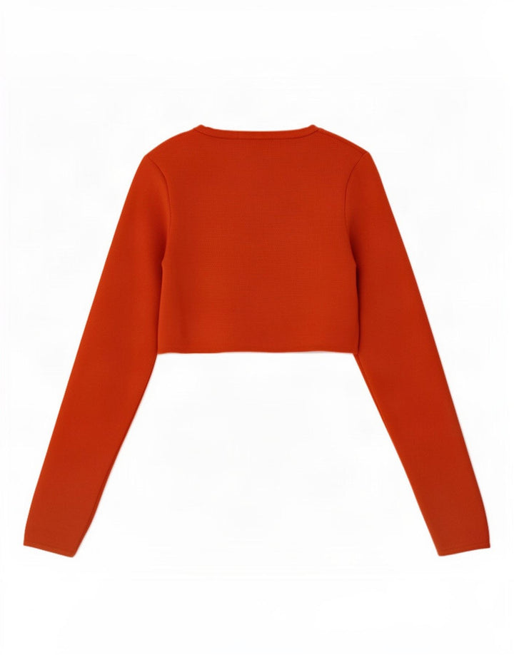 Zara Damen Langarm-Bolero-Oberteil UK 8 Small Orange Polyester
