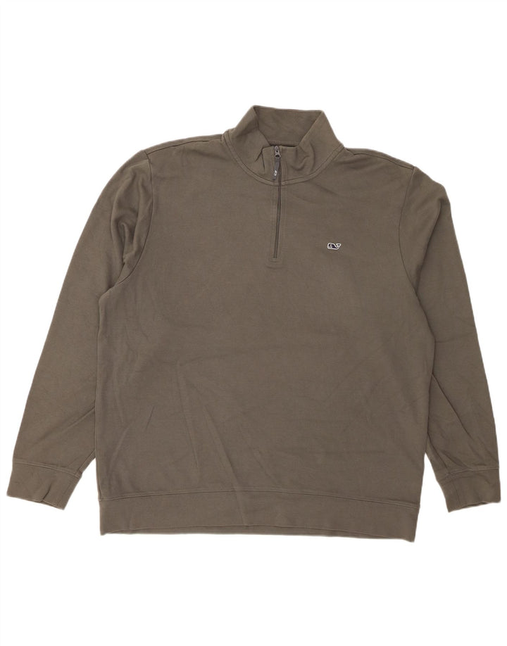VINEYARD VINES Herren-Sweatshirt mit Reißverschluss am Hals, Größe L, Grau