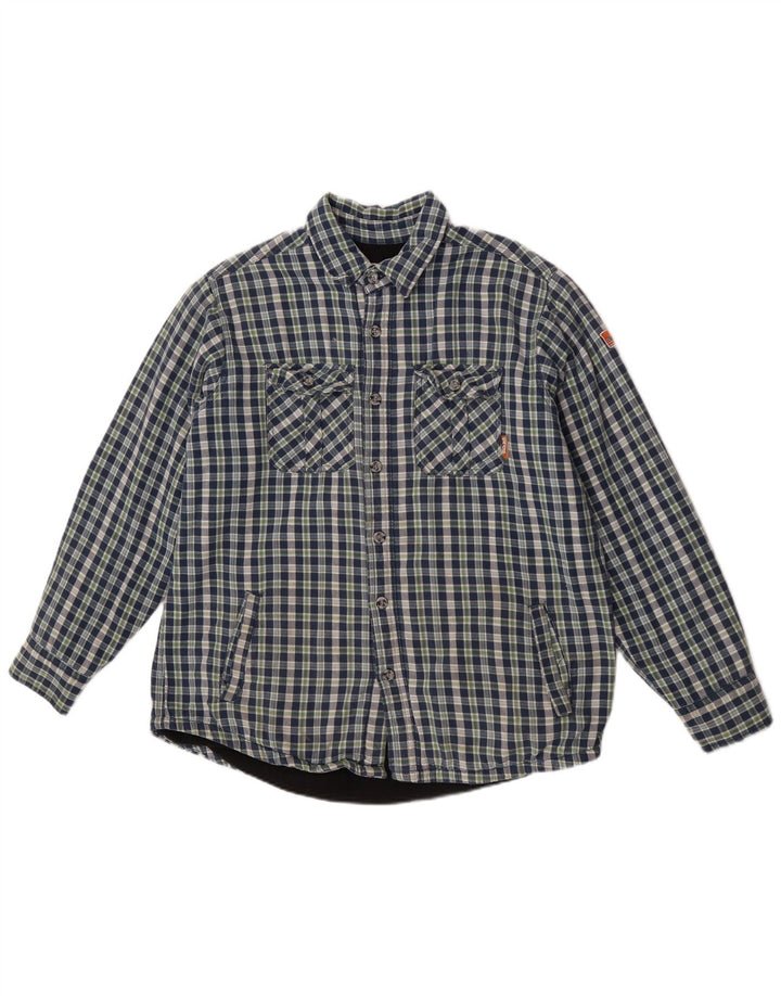 Black Jack Herren-Lumberjack-Flanellhemd, groß, blau kariert, Baumwolle