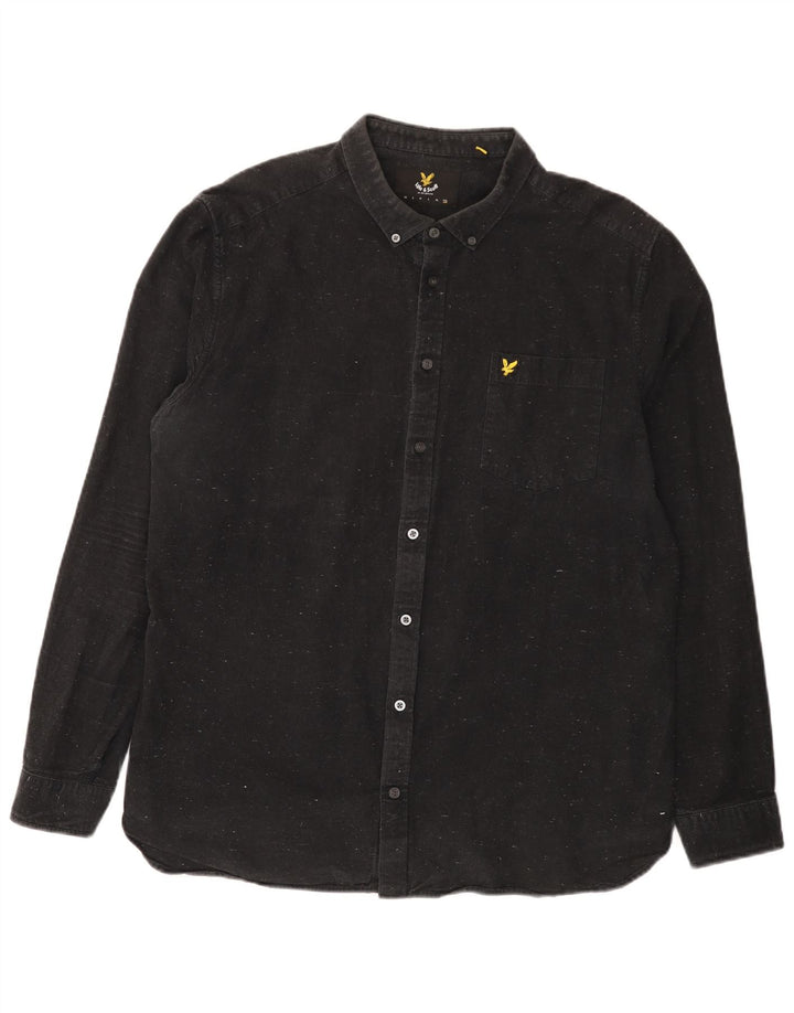 Lyle & Scott Herrenhemd 2XL Schwarz Gefleckte Baumwolle