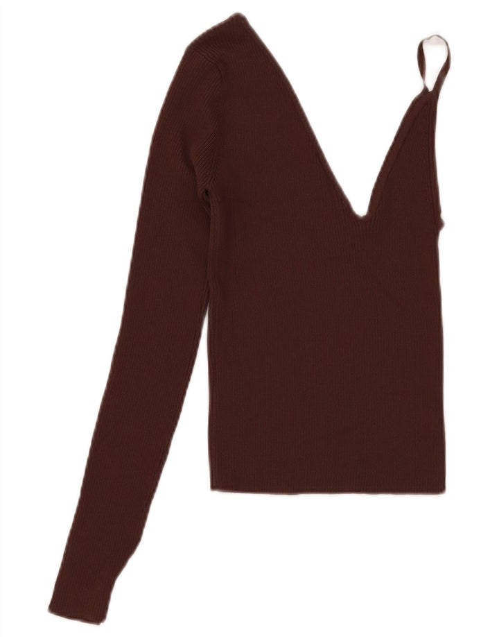 Zara Damen Crop Top UK 8 Small Braune Viskose