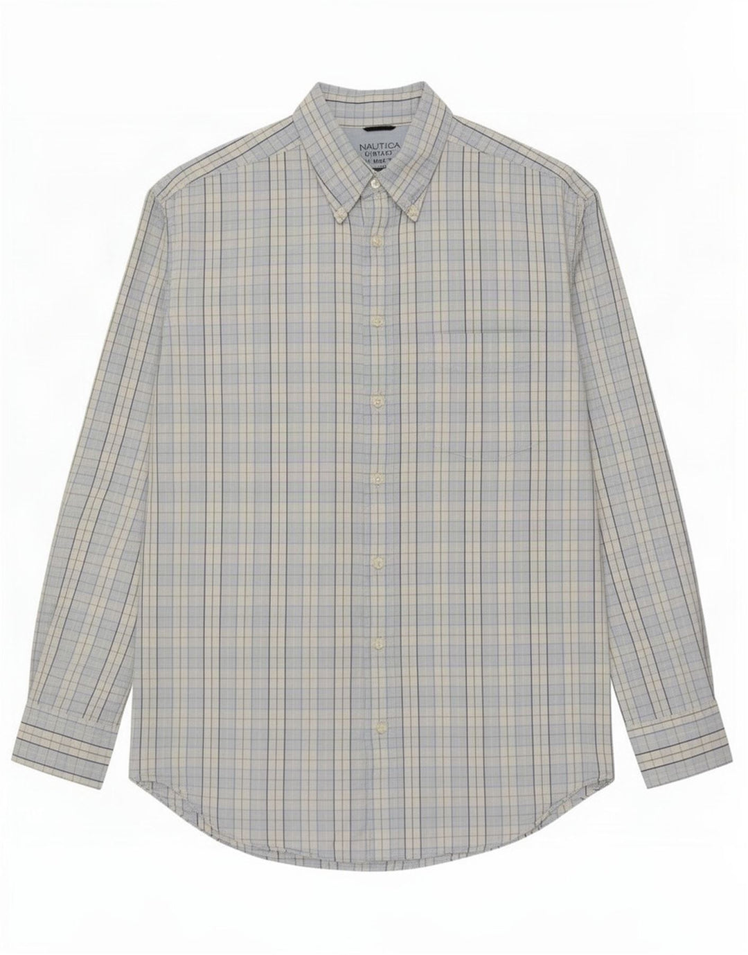 Nautica Herrenhemd XL, blau kariert, Baumwolle