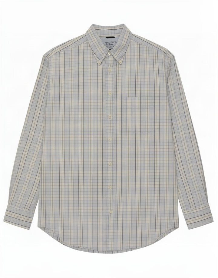 Nautica Herrenhemd XL, blau kariert, Baumwolle
