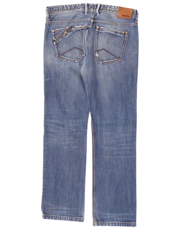 MELTIN' POT Herren Distressed Straight Jeans W36 L34 Blaue Baumwolle