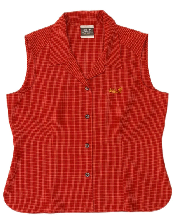 Jack Wolfskin Damen Travel Graphic Shirt Bluse UK 14/16 Large Red Check