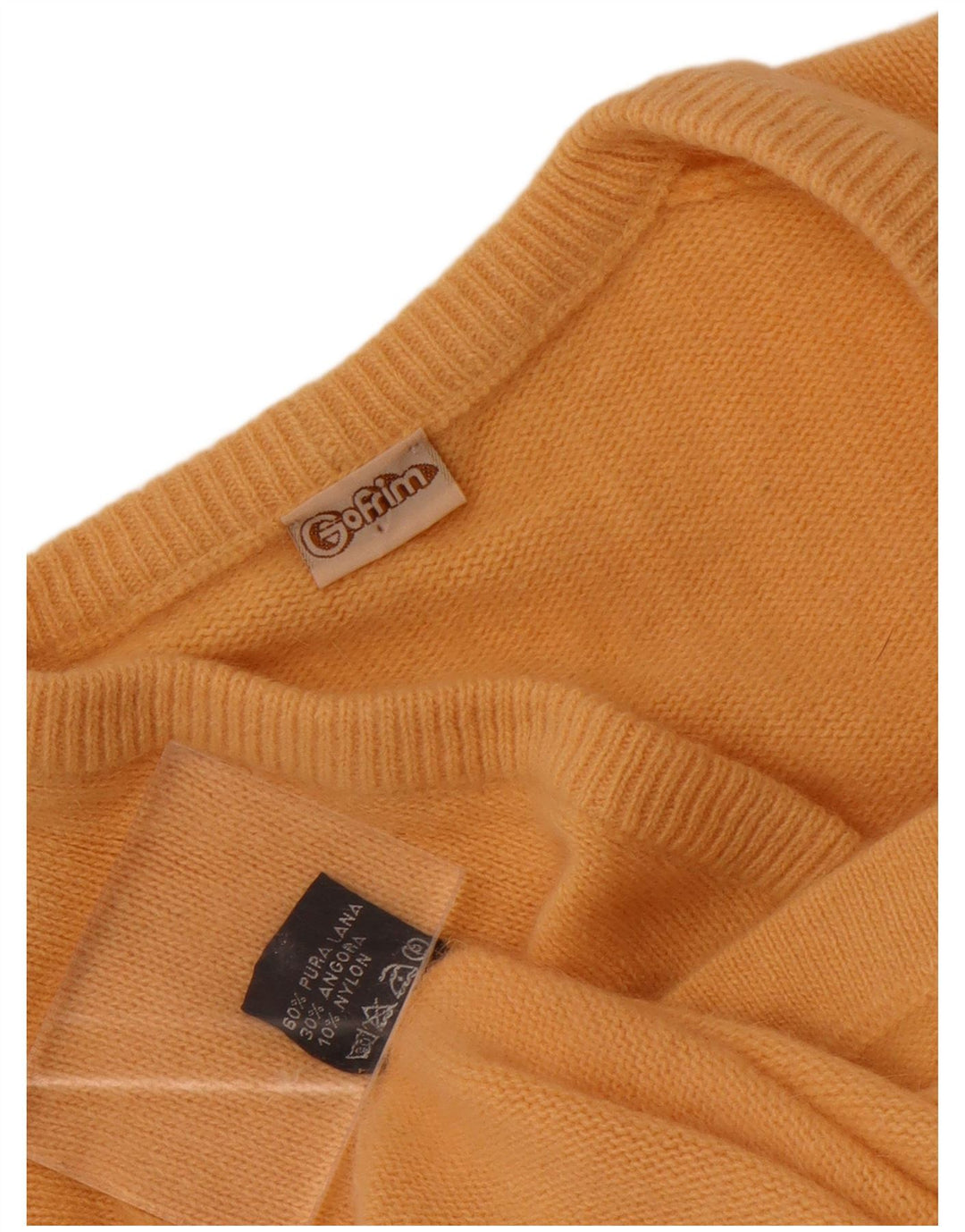 Vintage Damen Crop Cardigan Pullover UK 14 Mittelorange Wolle