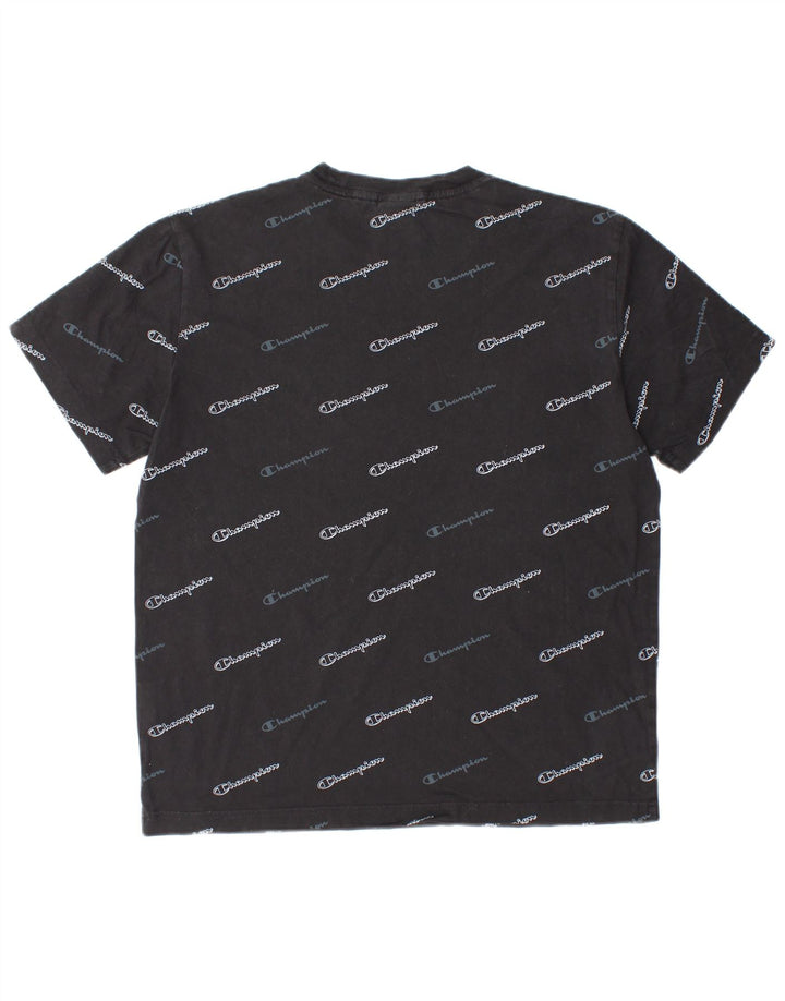 CHAMPION Mens Graphic T-Shirt Top Large Black Cotton
