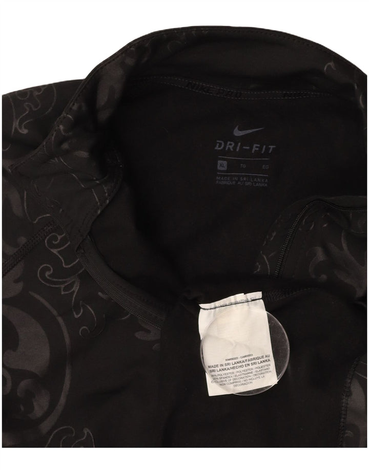NIKE Damen Dri Fit Pullover-Trainingsanzugoberteil mit Reißverschluss, UK 18, XL, Schwarz, Paisleymuster