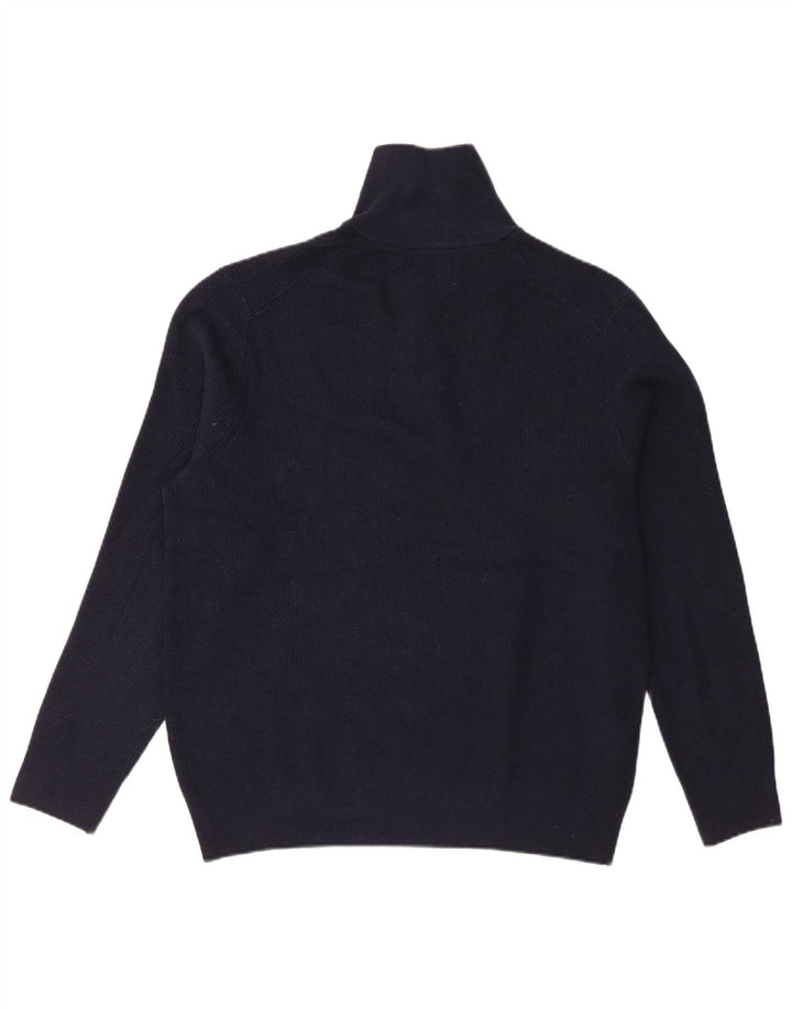 Marks & Spencer Herren-Pullover mit Reißverschluss am Hals, XL, marineblaue Baumwolle