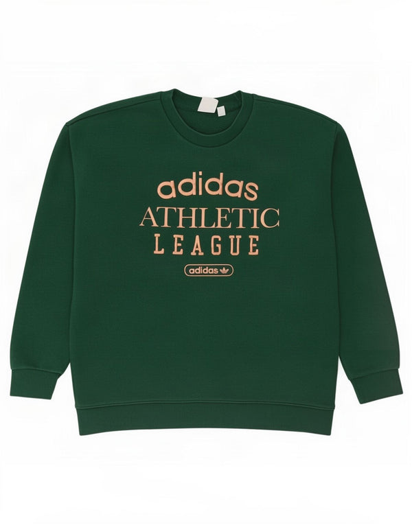 Adidas Womens Graphic Oversized Sweatshirt Pullover UK 8 Small Grüne Baumwolle