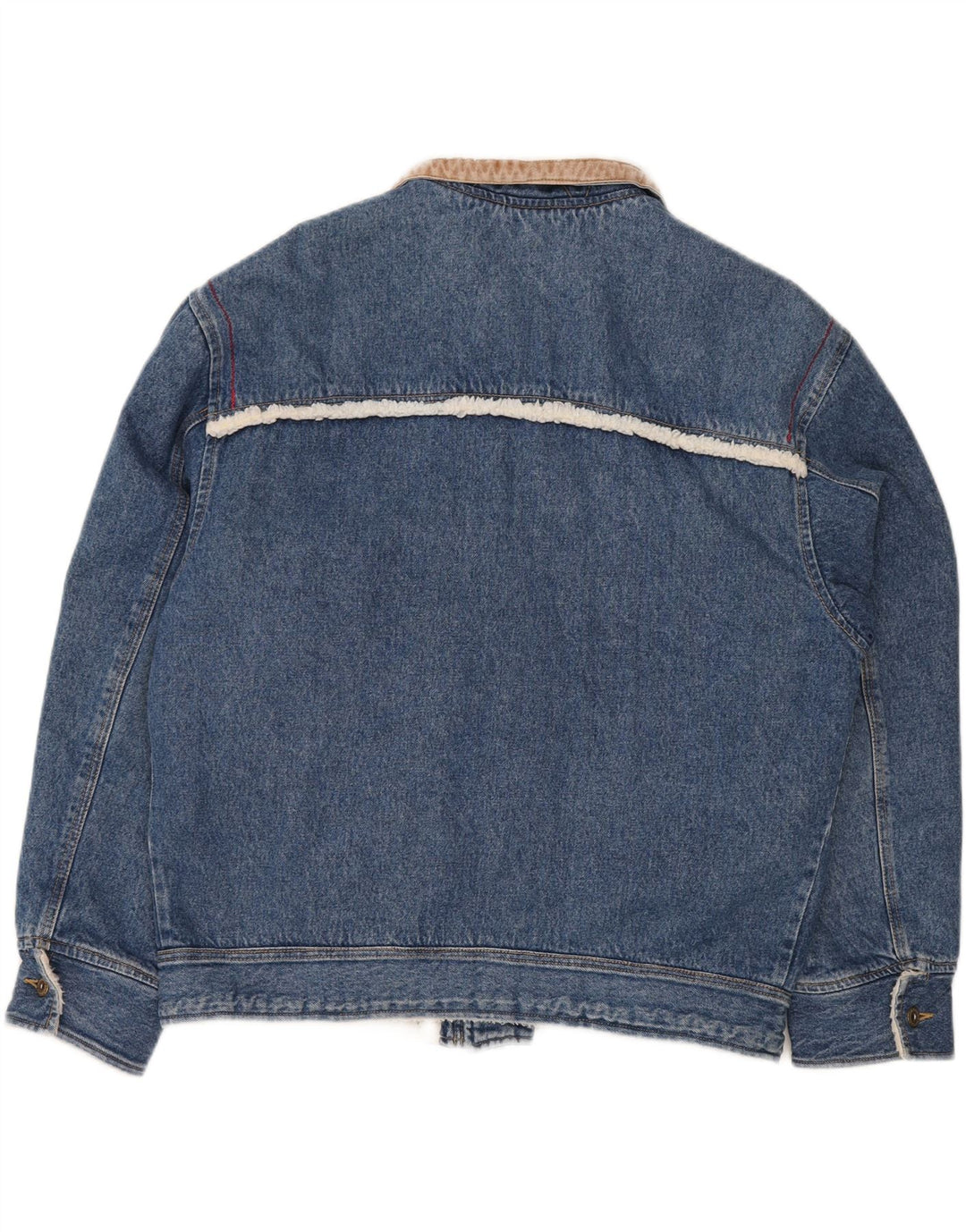 CARRERA Mens Sherpa Denim Jacket UK 40 Large Blue Cotton