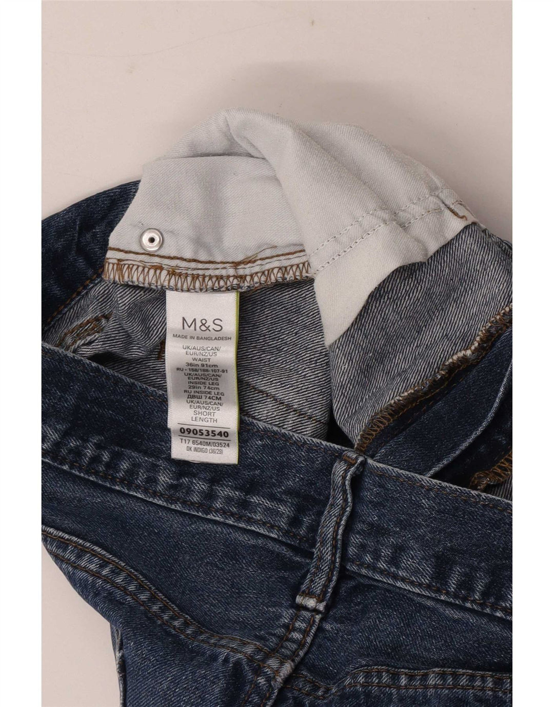 Marks & Spencer Herren Straight Jeans W36 L29 Blaue Baumwolle