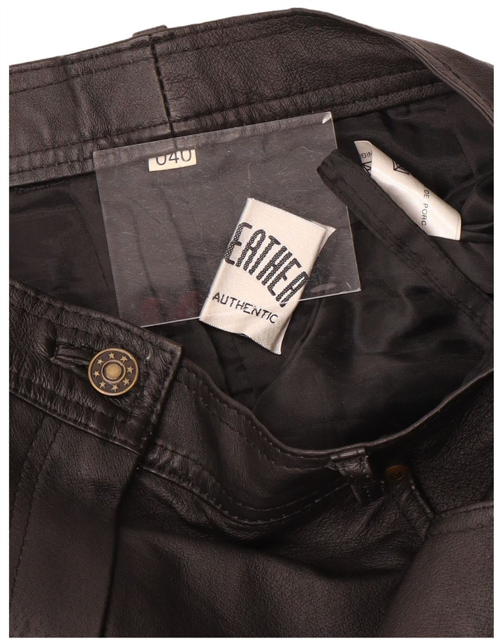 Vintage Damen Lederrock EU 40 Medium W28 Schwarzes Leder