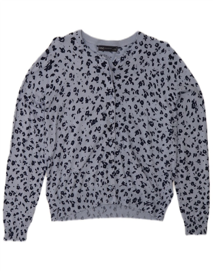 MARKS & SPENCER Damen-Cardigan-Pullover UK 14 Mittelblauer Animal-Print